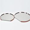 Stainless Steel Mirror Leather Tray Desktop Storage Container Jewelry Display Geometric Circular Storage Tray Cake Plate