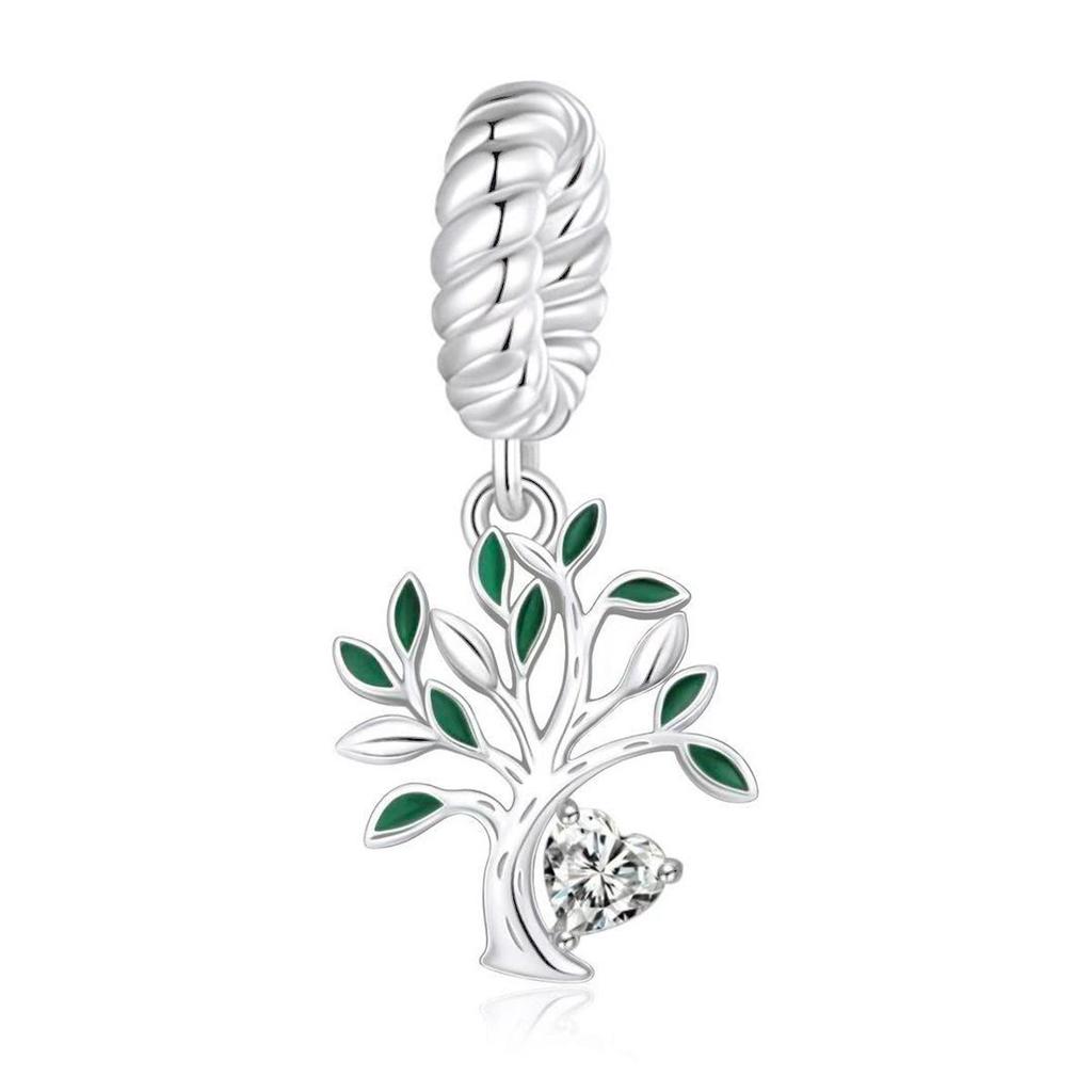 Natural Story S925 Tree of Life Dragonfly Charm Beads for DIY Bracelet Keychain Accessories