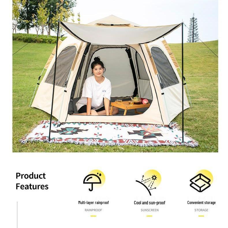 Instant Set-Up Hexagonal Tent: Multi-Person, Mosquito-Proof, Sun-Protected, Folding for Camping & Picnics.