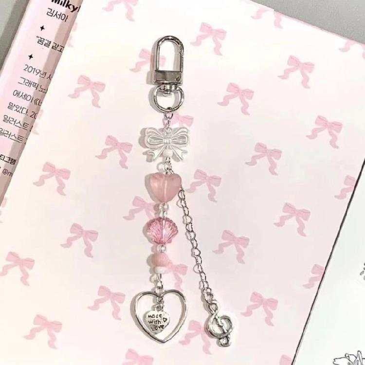 Heart Star Beaded Keychain Pendant Cute Decoration Pendant Keyring Charm