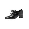 Fashion NEW Spring/Autumn Women Pumps Square Toe Chunky Heel Shoes Concise Split Leather Shoes for Women Lace-up Handmade Women Shoes