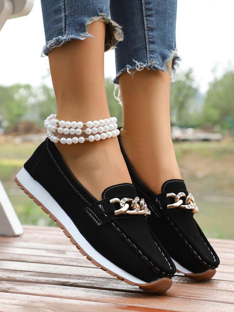 Korean Style Women's Round Toe Thick Sole Loafers - 2025 Fashion Slip-on Casual Plus Size Shoes