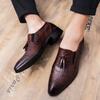 Men's shoes spring breathable fringed leather shoes men's British style business small leather shoes trend one pedal casual shoes