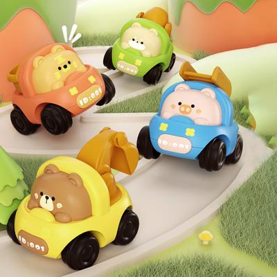 Toddler Car Toy No Battery Required Cartoon Animal Shape Four-wheel Inertia Drive Forward Excavator Car Model Toy