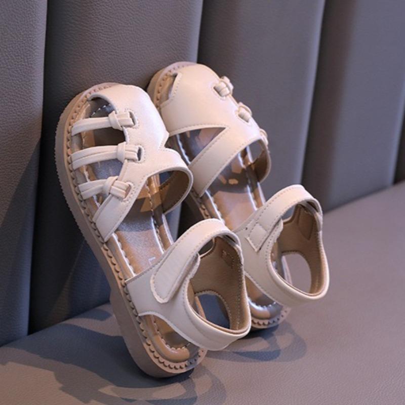 Summer Woven Roman Sandals, Closed-Toe Soft Sole Beach Shoes for Girls