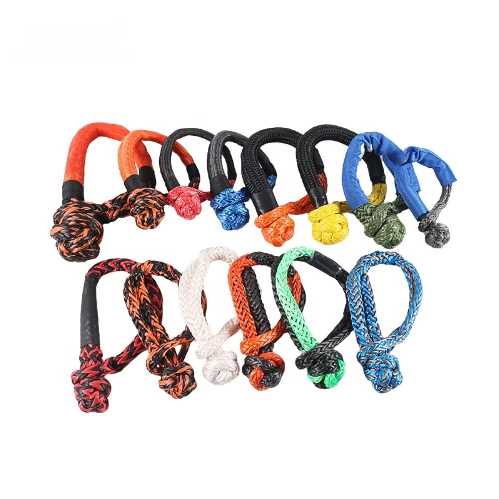 Stock Nylon Winch Soft Shackle Tow Rope for Emergency Tools with Extra Sleeves for Sailing SUV Off Road Towing