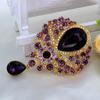 Glass Rhinestone Water-drop Shape Brooch Pin Electroplated Long Lasting Party Jewelry Brooch Clothes Decor