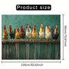 2D Vintage Farm Rooster Backdrop, Rustic Teal Background with Chickens Wall Decor Cloth