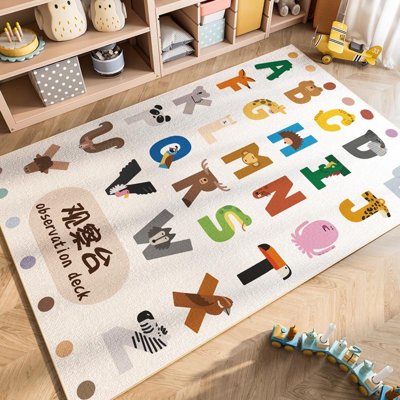 Cartoon Car Traffic Crystal Pile Carpet Children's Room Climbing Mat Home Non-Slip and Dirt Resistant Living Room Mat