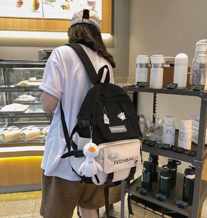 Schoolbag Female College Student Campus Canvas Bag Grades 3 to 5 and 6 Large Capacity Middle School Student Junior High School Student Backpack Female