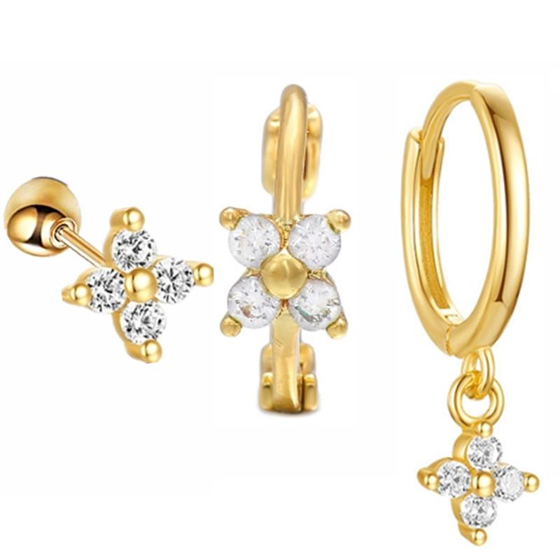 New Design Stainless Steel Cubic Zirconia Chain Hoop Earring For Women Star Moon Pendant Cartilage Earring Piercing Jewelry