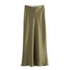 New European & American Style Satin Midi Skirt 8632845