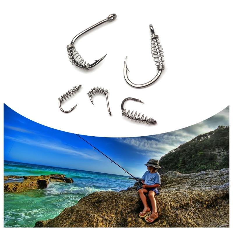 100Pcs/lot Spring Fishing Hook Barbed Swivels Hook Single Circle Fishhooks Fly Fishing Accessories Tackle