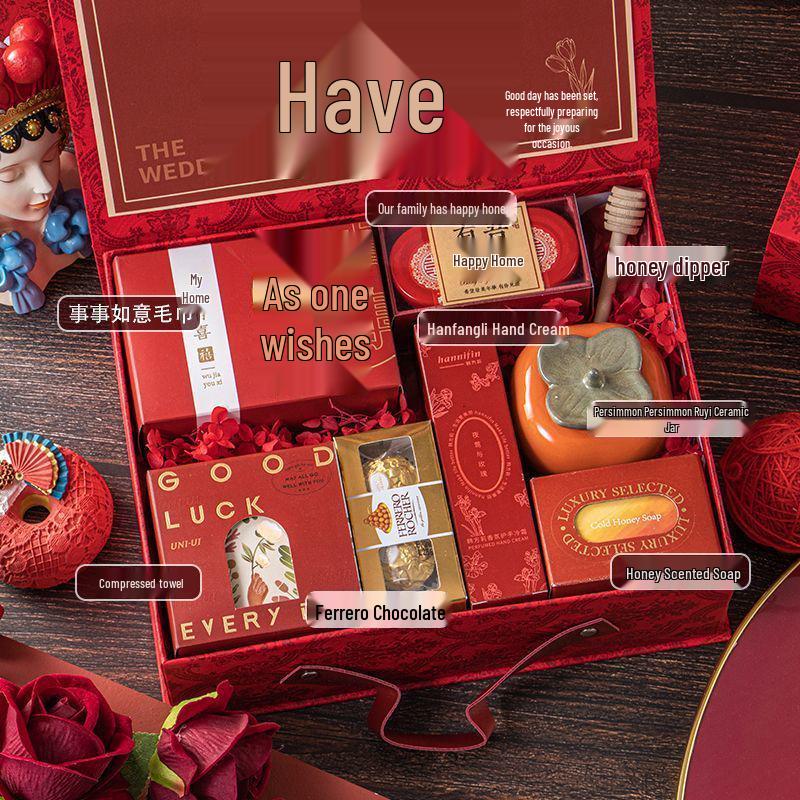 Freudiges Hochzeitsgastgeschenk-Set: Elegante Handtaschen-Geschenkbox für Brautjungfern und weibliche Gäste
