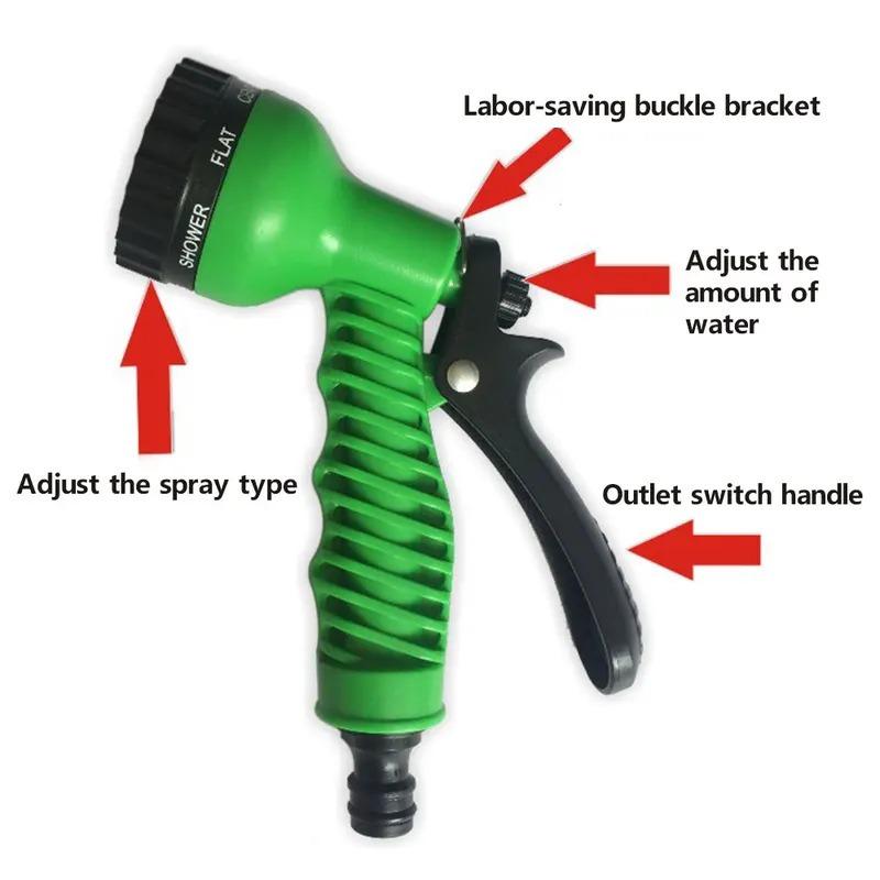 1pc Magic Expandable Garden Hose with High Pressure Car Wash Spray Gun Adjustable Nozzle, Convenient for Watering and Cleaning