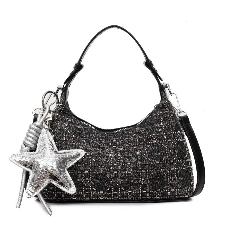 IELGY Ladies Handbag Denim Shoulder Underarm Dumpling Bag No Pendant