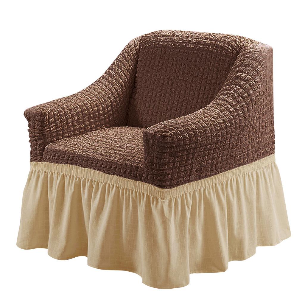 1 Seat European Style Armchair Cover with Skirt Stretch Sofa Slipcover for Living Room Elastic Sofa Couch Cover