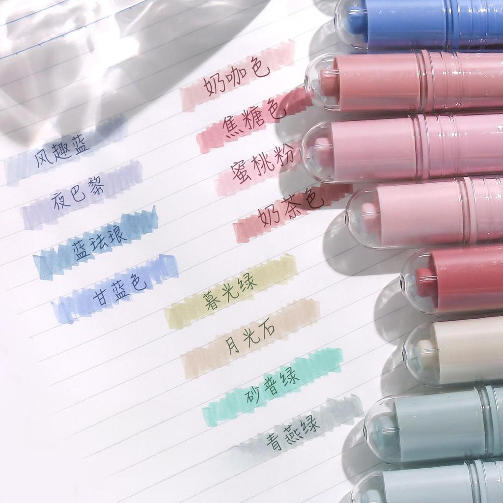 4pcs Highlighter Pen Set Spot Liner Pens Soft Colour Eye Protection Crystal Acrylic Stick Barrel Chisel Tip Stationery