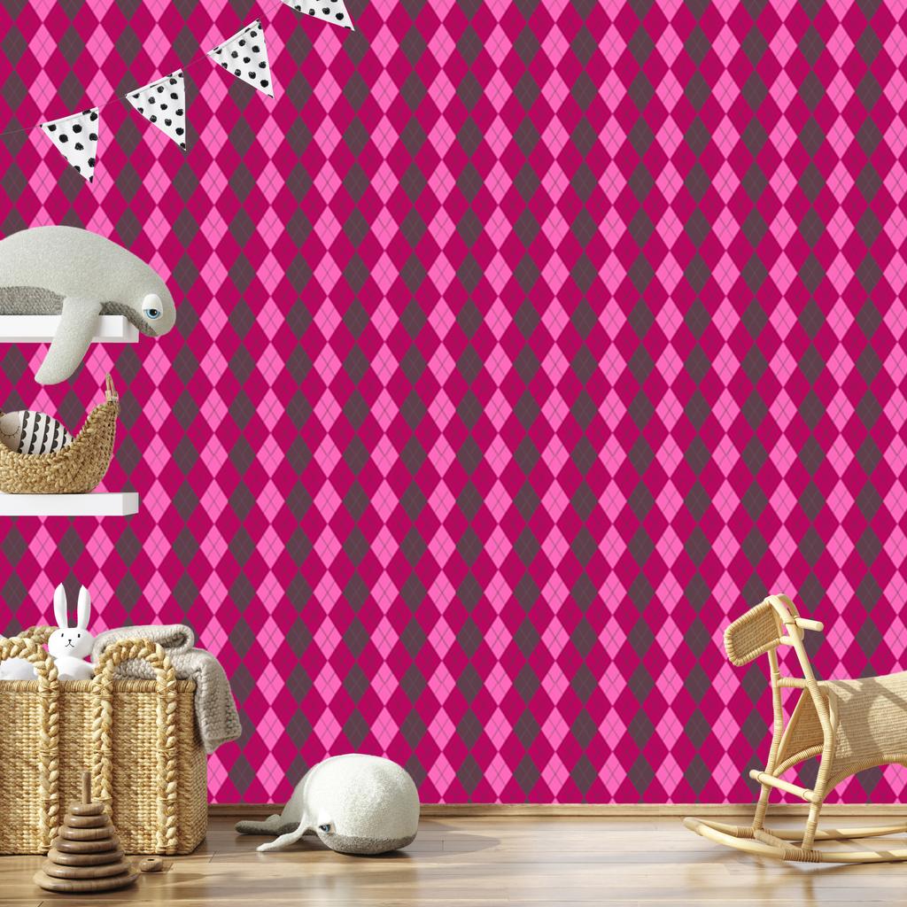 Pink Plaid Wallpaper, Purple and Burgundy for Living Room and Bedroom 50x1000