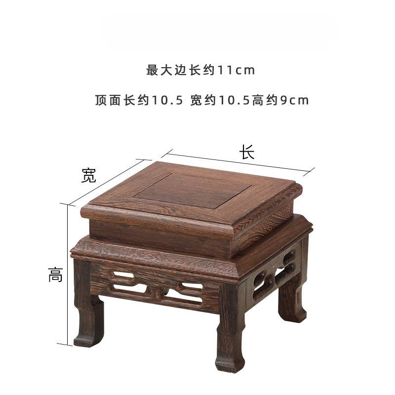 Retro Engraving Wooden Tea Tray Teapot Bases Bonsai Buddha Stand Fish Tank Pedestal Wooden Flowerpot Base Furniture Home Decor
