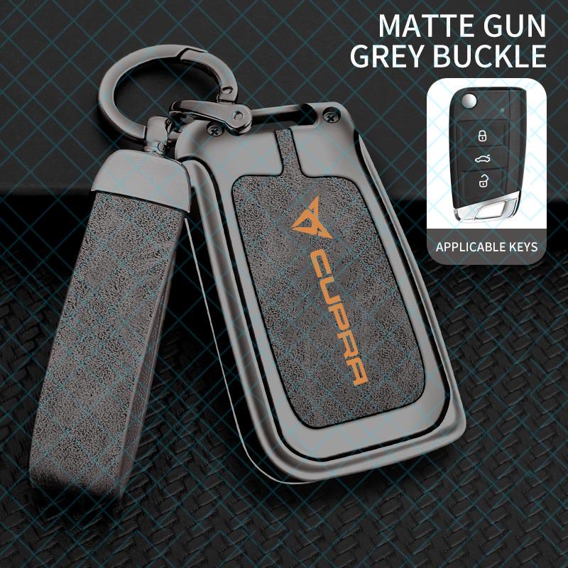 Zinc Alloy Leather Car Key Case Cover Holder Shell For SEAT Cupra Raval Born Leon PHEV Formentor Ateca Terramar FR valve core SI1