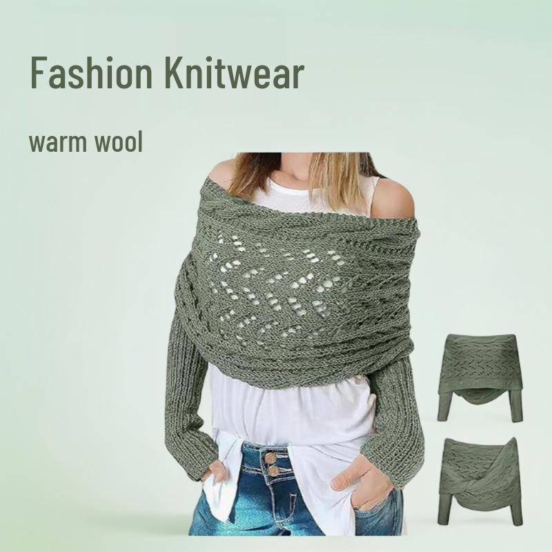 Women's Warm Wool Knitted Scarf - Solid Color Shawl for Autumn/Winter