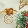 Gold Iron Double Candlestick Home Decors for Holiday Christmas Metal Candle Holders Stand with Pinecones and Berries