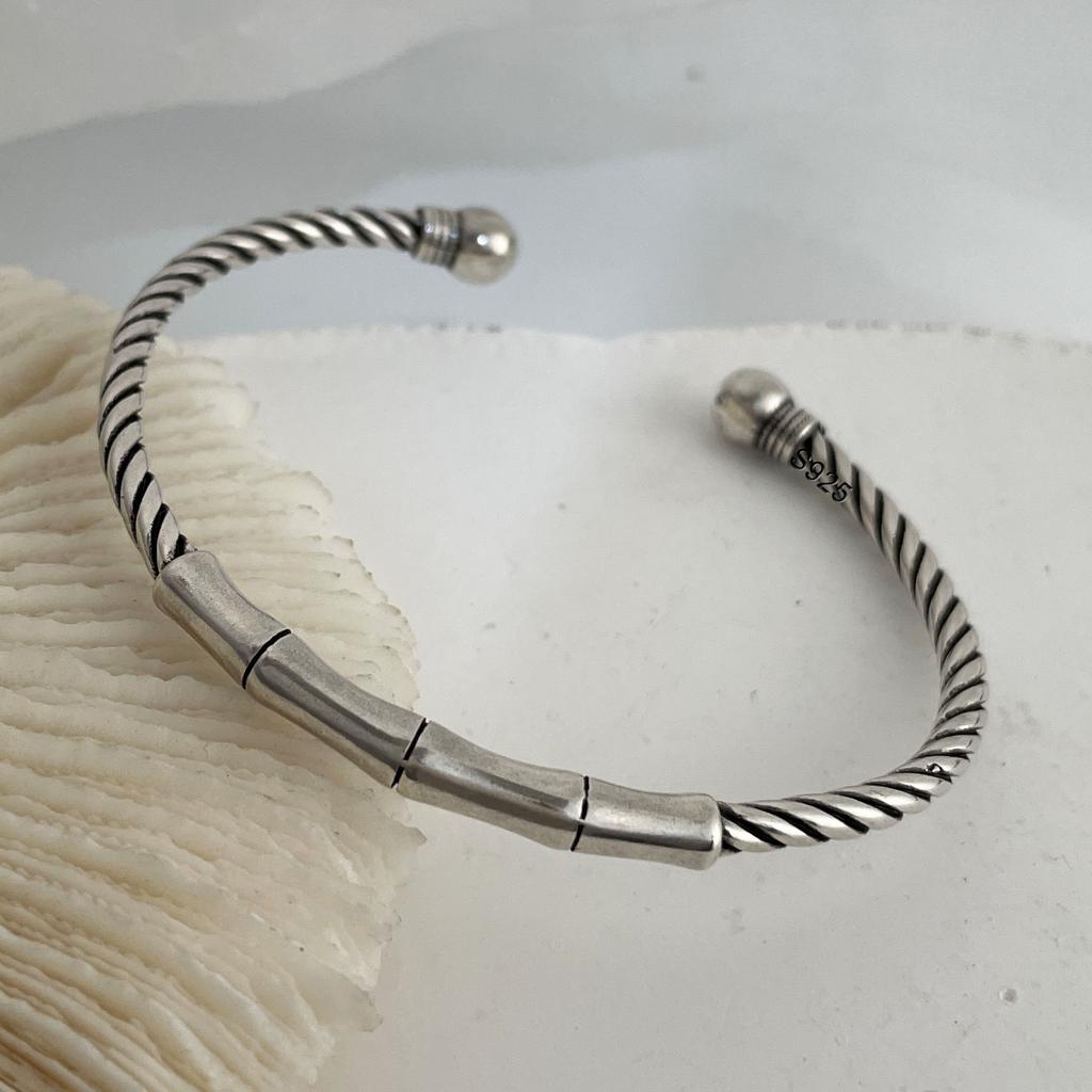Xiaomi 100% Solid 925 Sterling Silver Metal Bracelet for Women Vintage Handmade Simple Retro Bracelet Birthday ChristmasGift