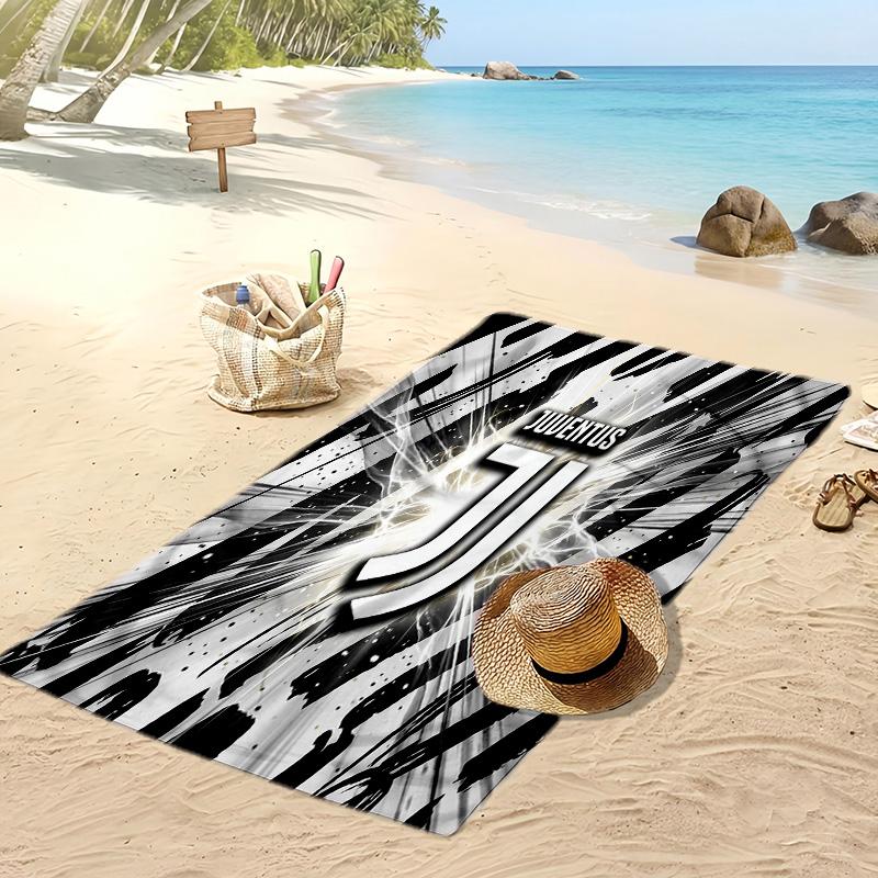 Asciugamano da Spiaggia Stampato Juventus FC Asciugamano Morbido ad Asciugatura Rapida Coperta da Spiaggia Rettangolare Grande Portatile per Viaggi Piscina