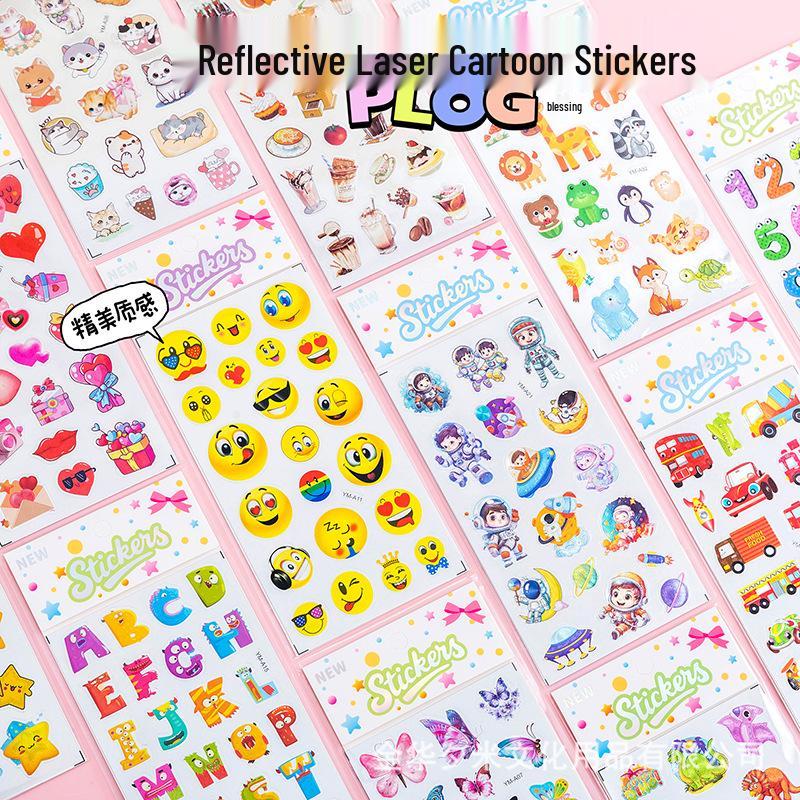 3D Cartoon Laser Bubble Foam Stickers for Kids - Fun Decorative Phone Decals