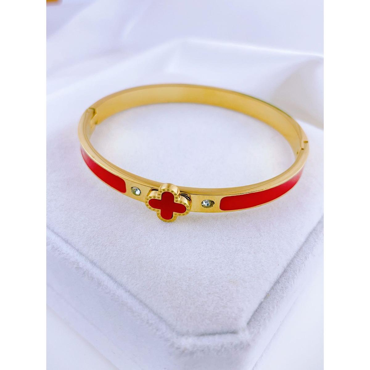 Модный браслет с четырьмя листами клевера, высококачественный браслет из титановой стали, женский браслет премиум-класса