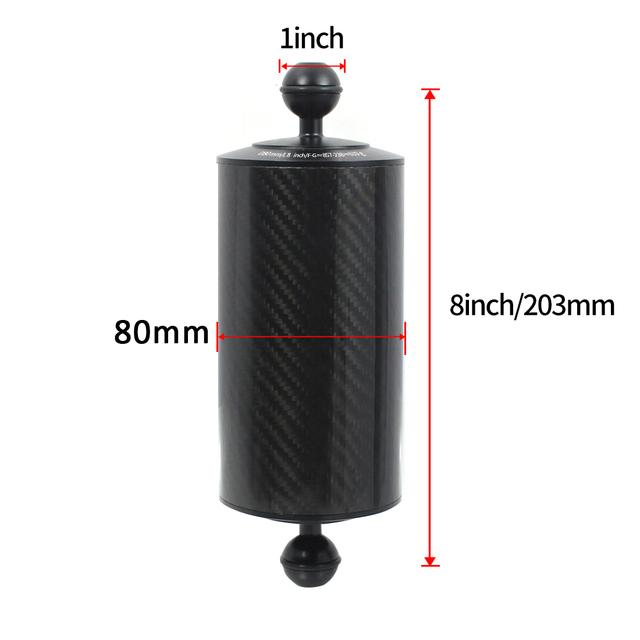 Upgrade Carbon Fiber Float Buoyancy Aquatic Arm 1" Dual Ball Floating Dia 80mm Diving Camera Underwater Tray for Gopro Phone SLR