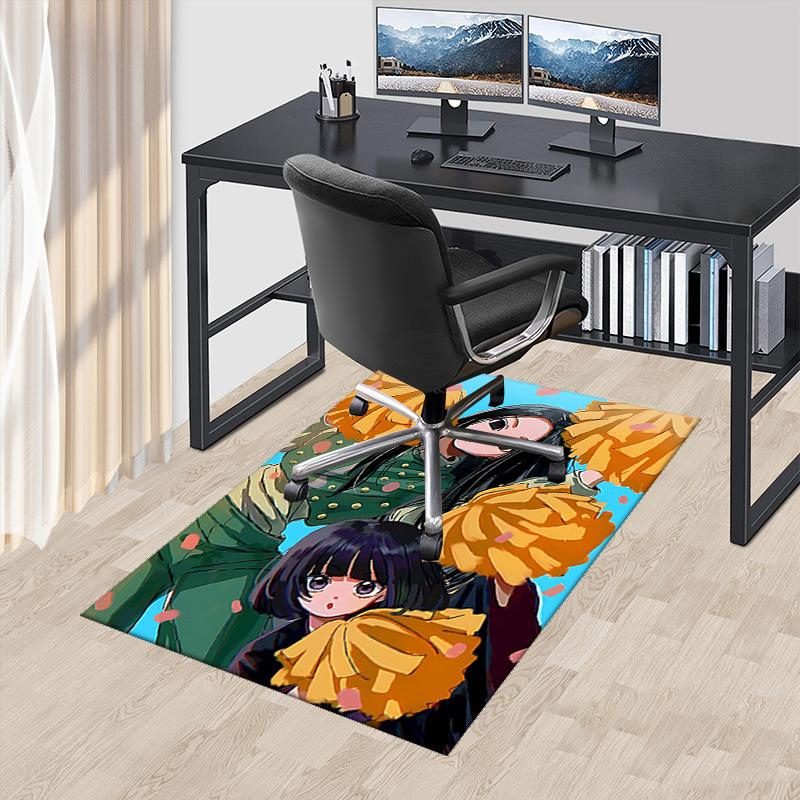 

1pc Anime Cheerleader Chair Mat - Festival Gift for Office Chairs, Non-Slip Carpet with Cute Pom-Poms Design, Suitable for Home Decor, Living Room, Be 60cm by 90cm