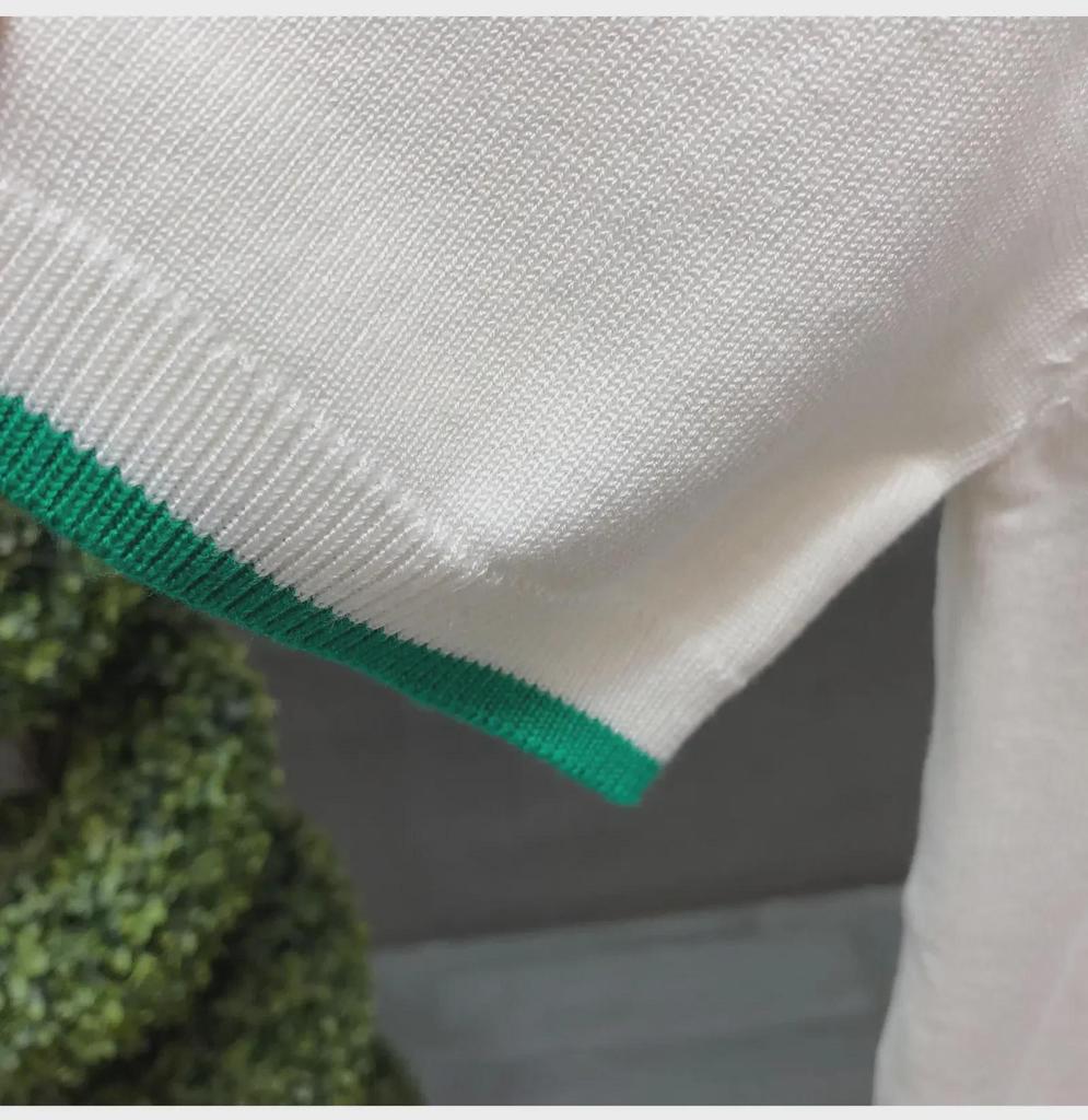 Men's Trendy White Knitted Ice Silk Short-Sleeve Sweater T-Shirt