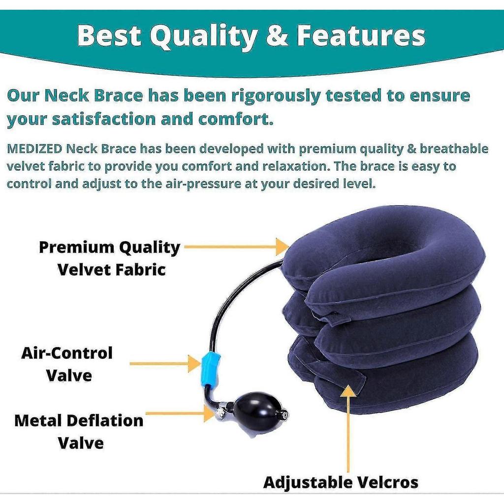 Medized Cervical Neck Stretcher Traction Device, Neck Support Brace, Inflatable & Adjustable Neck Support Pillow Is Ideal For Spine Alignment & Chroni