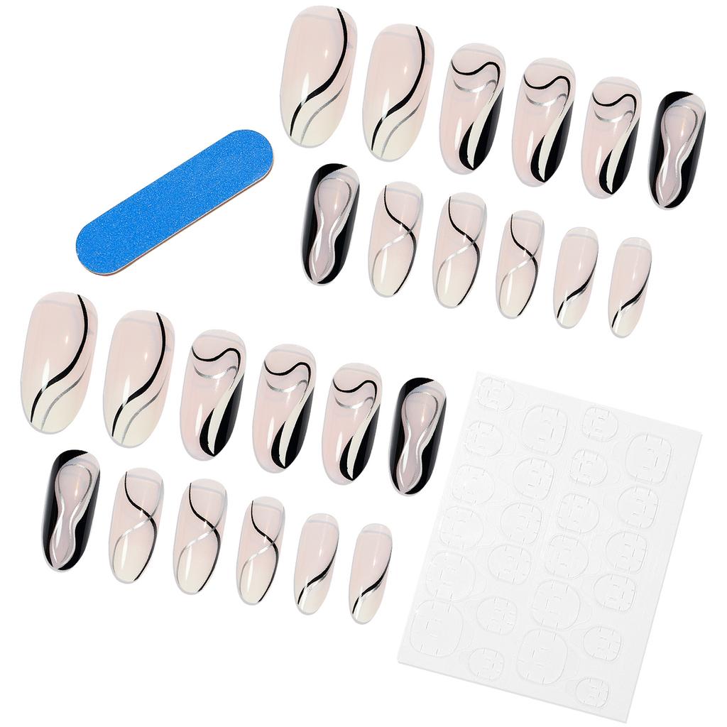 Nackte Lange Spitze Nagel Rose Tragen Nagel Fertiger Falscher Nagel Nagelpflaster Nagelpflaster Wasserdicht Abnehmbares Nagelpflaster