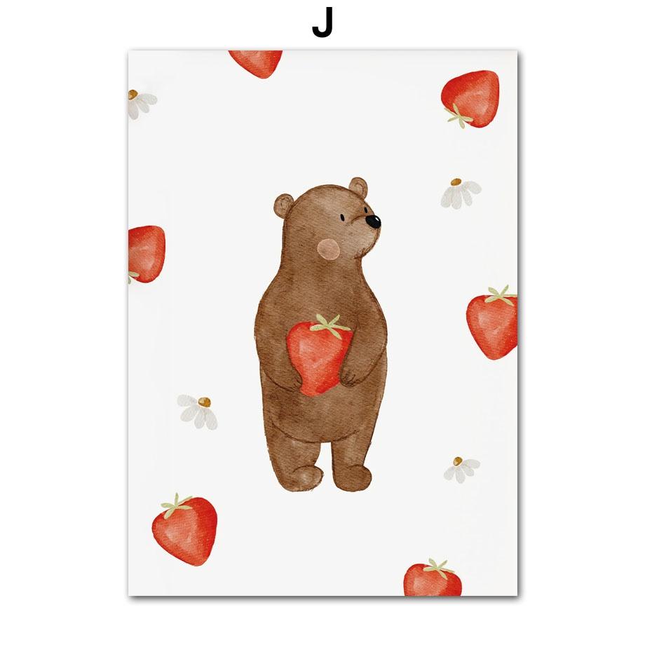 Cute Boho Animal Bear Hedgehog Koala Bee Rabbit Nursery Wall Art Canvas  Poster And Prints Baby Kids Room Decor