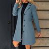 Women Winter Wool Coats Button Lapel Jacket Thickened Trench Coat  Elegant Windbreaker Solid Color Classic Mid-Length Coat