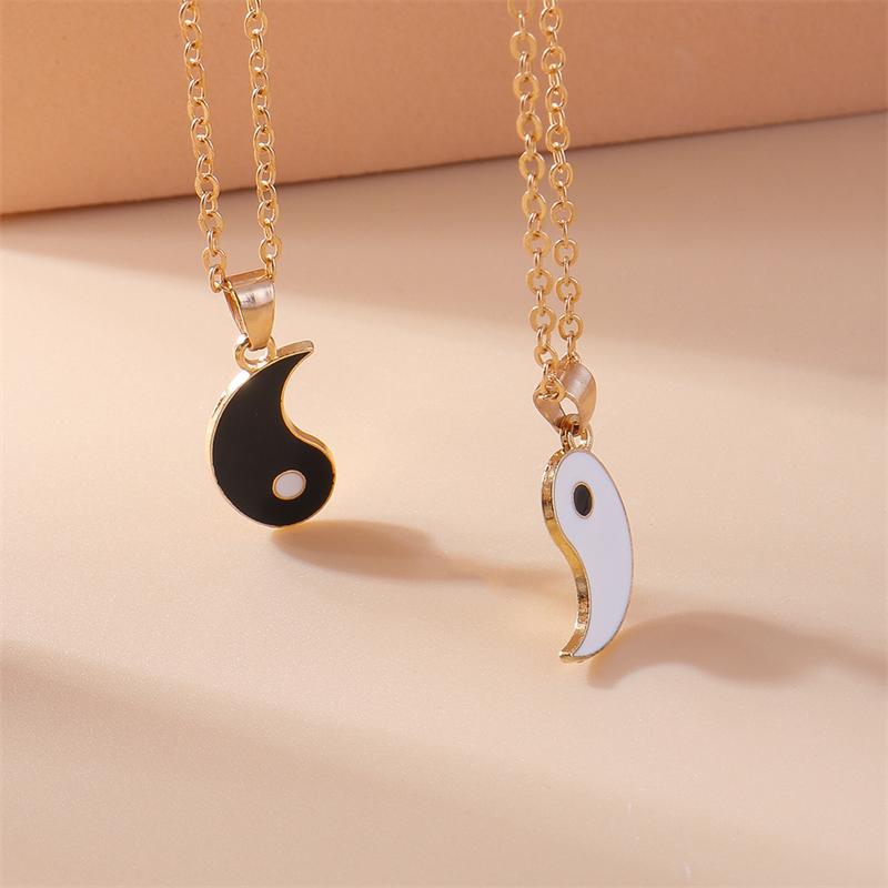 Fashion Yin Yang Tai Chi Necklace for Women Men Birthday Gift Best Friends Party Holiday Zircon Gifts