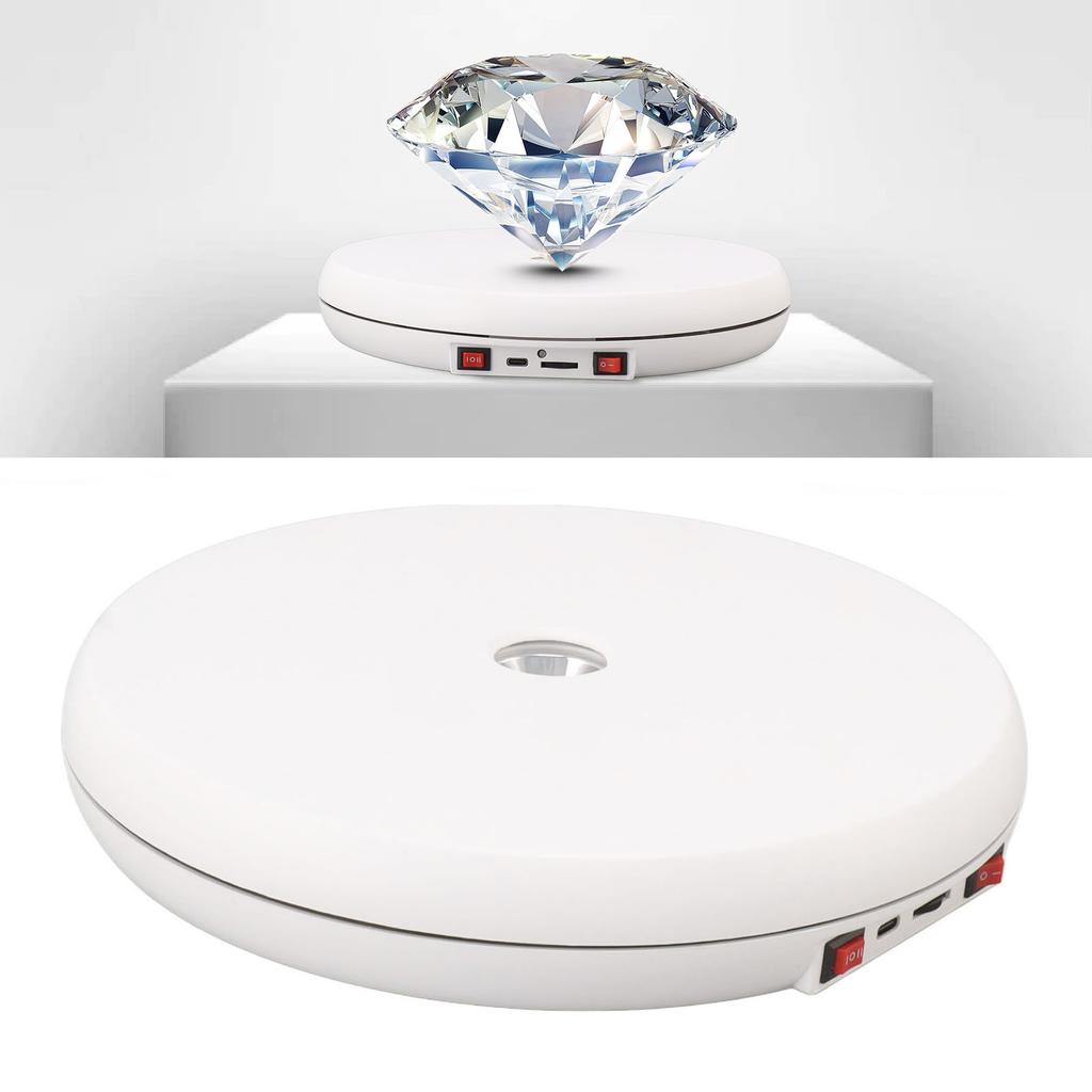 Electric Rotating Display Table LED Light 25cm Noiseless 20kg Load Capacity Turntable Display Stand for Jewelry