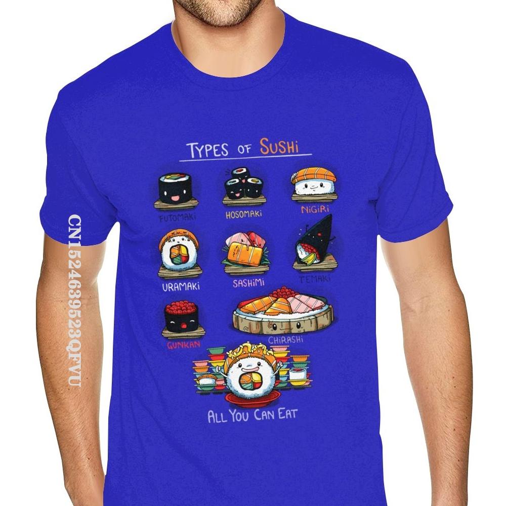 Cheap Graphic Types Of Sushi Tees Shirts Men's Make Your Own Gothic Style Anime Tshirt Retro Cotton O Neck Shirt