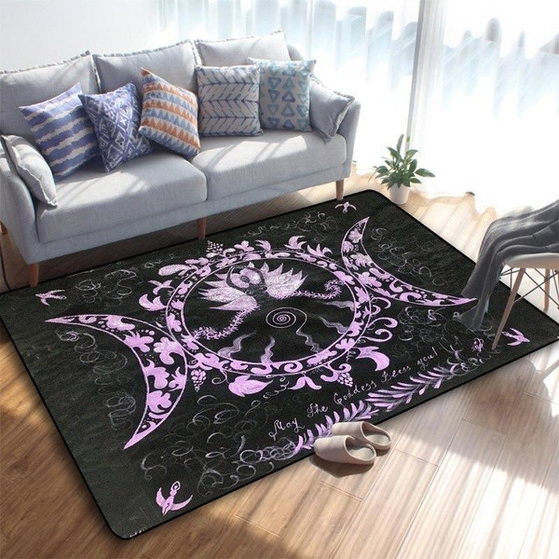 Moon and Pentacle Altar or Tarot Witch Gothic Rug Floor Rug, Queen Size Rug, Living Room Bedroom Rug, Bathroom Rug
