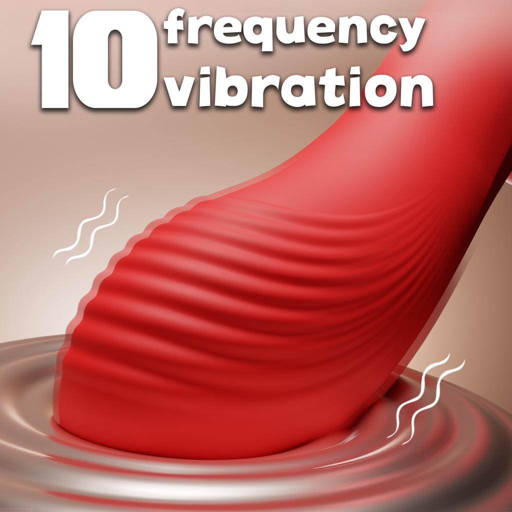 Dildo Vibrator with 10 Licking Pendulum Sucking and 7 Vibration Modes, Rose Toys G-Spot Clitoris Adult Toys Dildos for Female Couples Play