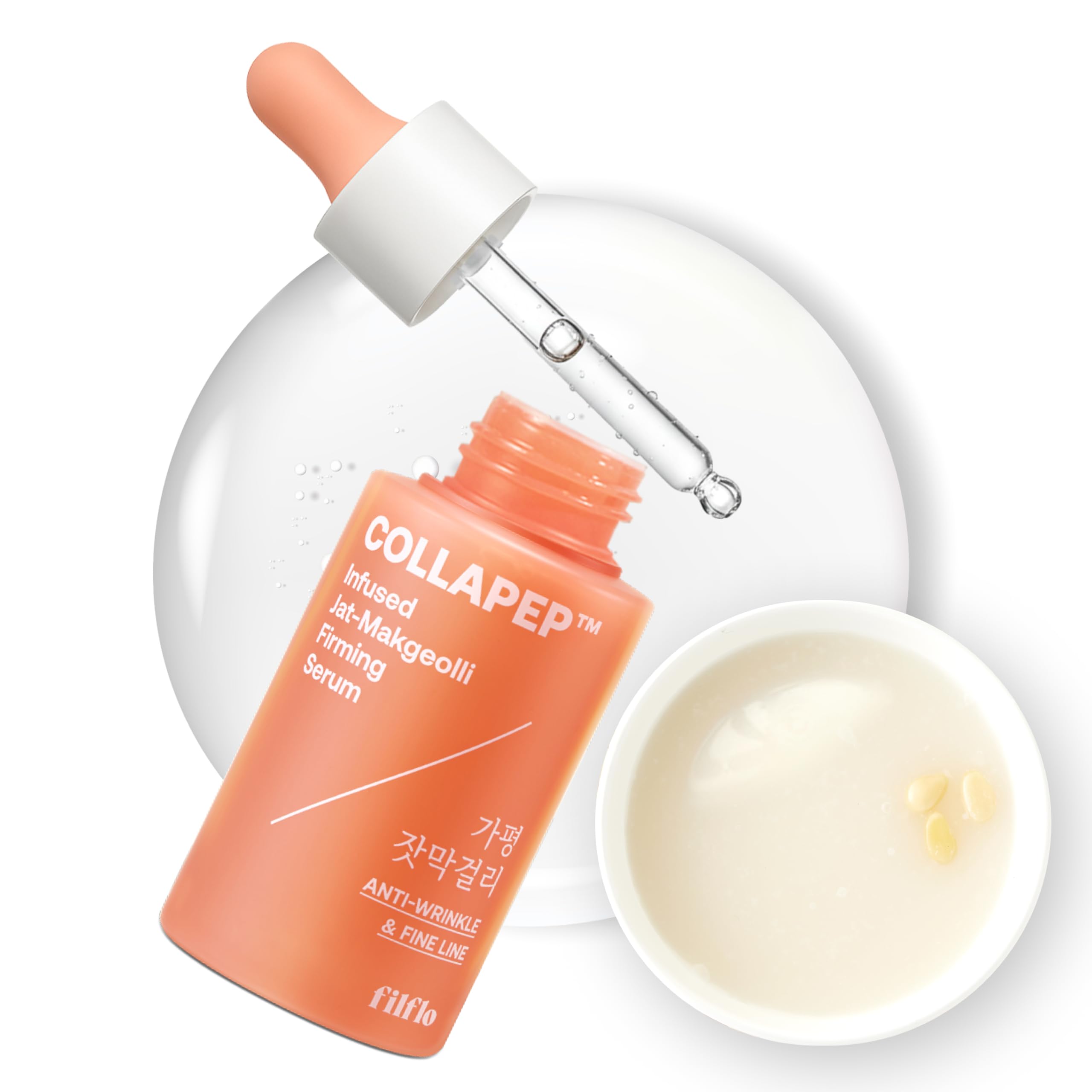 

Filflo Gapyeong Pine Nut Makgeolli Skin Pore Moisturizing Hyaluronic Lightweight Korean Filflo Official Serum, 45ml, Anti-Wrinkle, Firming, Care,