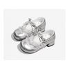 Elegant Lady Teenager Girl's Princess Footwear Korean Luxury Sequins Pearl Girl's Leather Footwear Low Heel Summer Shoes