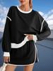 Women's Two Piece Oversized Crop Sweatshirt and High Waist Skirt Set Tennis Running Sport Outfit