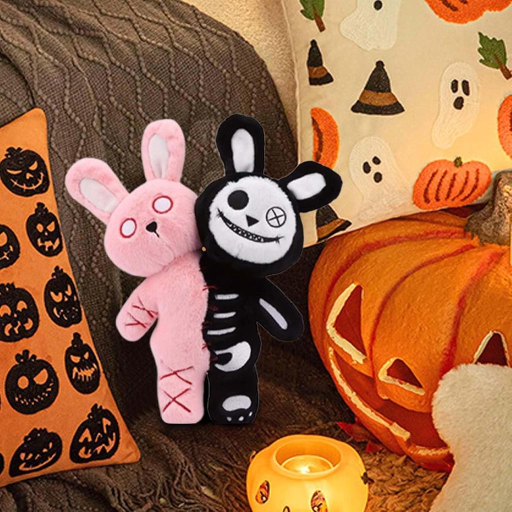 Zweiköpfiges Horror-Spielzeug, Horror-Hase Puppe, Weiches gruseliges Design, Gruselig-süßer Stil, Ausgezeichnet für Schlafzimmerdekoration, Autozubehör, Halloween