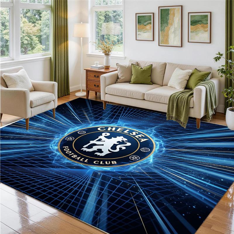 Chelsea FC Design Crystal Velvet Rug Soft Decorative Mat for Bedroom Entrance