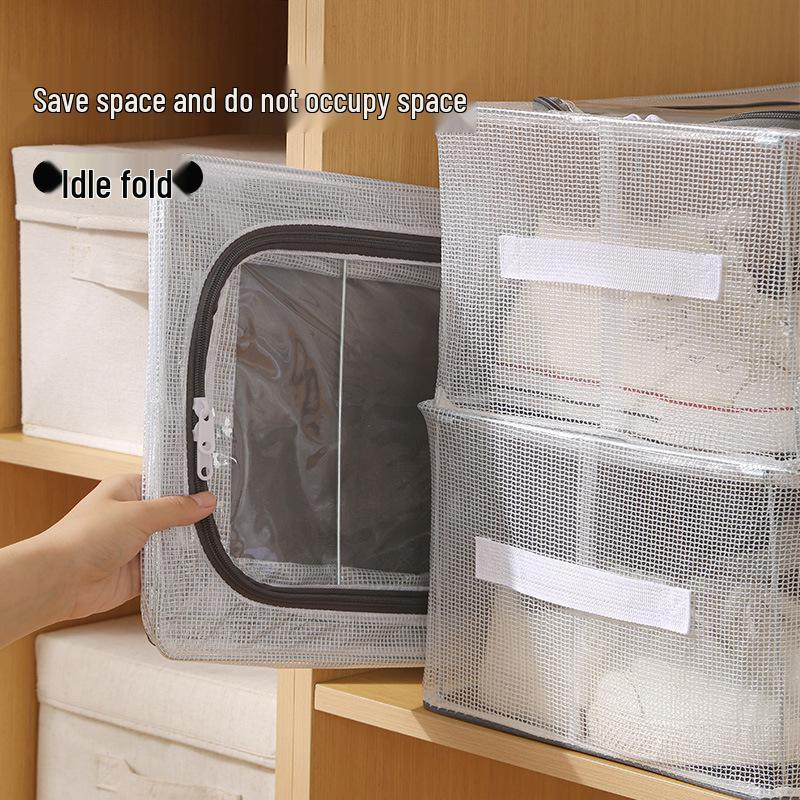 Under-Bed Transparent Shoe Storage Box with Steel Frame, Foldable & No-Install