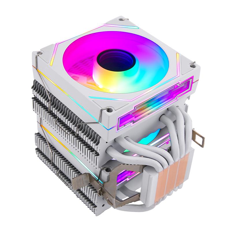 QiuzAim 6 Heat Pipe CPU Cooler Argb 90mm Fan White/Black Themed Radiator Twin Towers install LGA2011 x99 1200 115x 1700 AM4 AM5